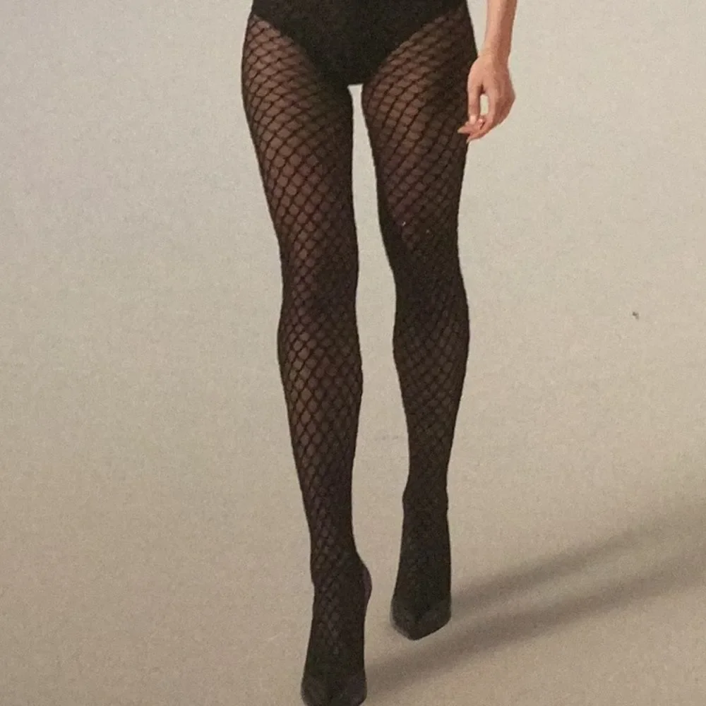 WOLFORD VELVET NET ILLUSION TIGHTS, Geometric 3D pattern, Black, XS, NWT